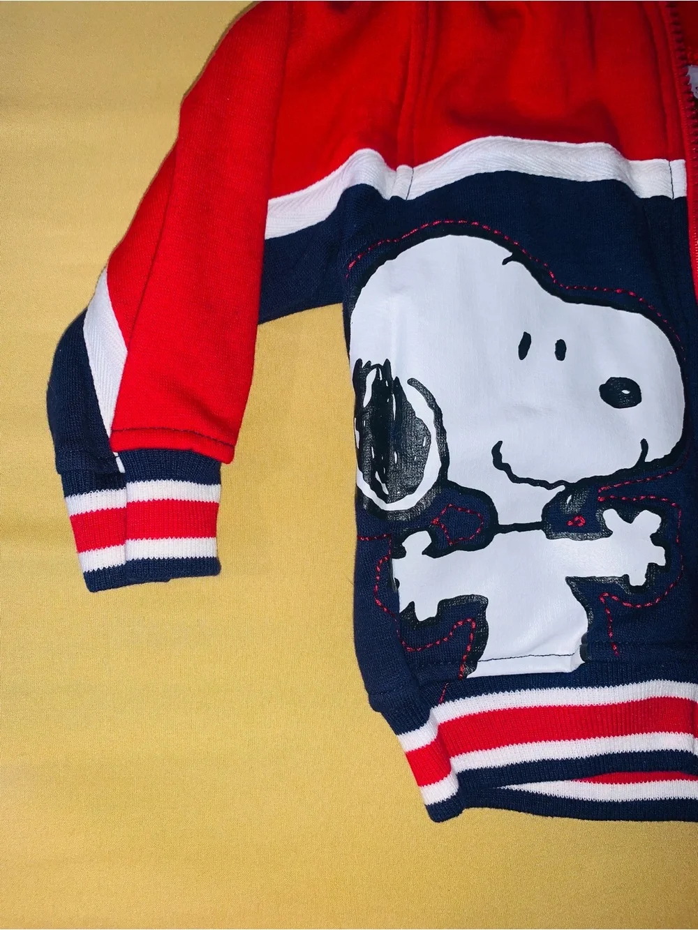 Vintage Snoopy Y2k zip up hoodie Red White and Blue striped 18 months